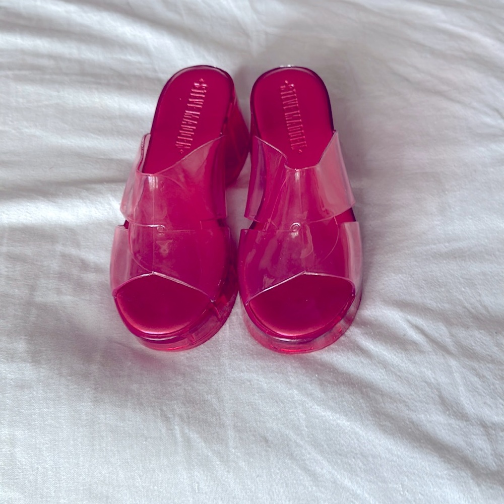 Pink heeled sandals by Steve Madden